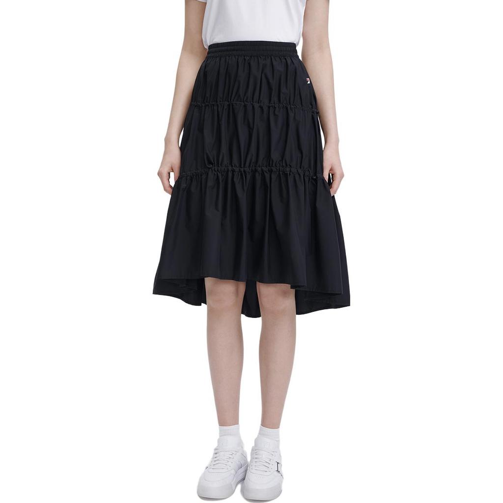 Fila Heritage Series Fashion Solid Color Loose High Waist Straight Woven Casual Skirt Women Skirts Black F11W328306F-BK