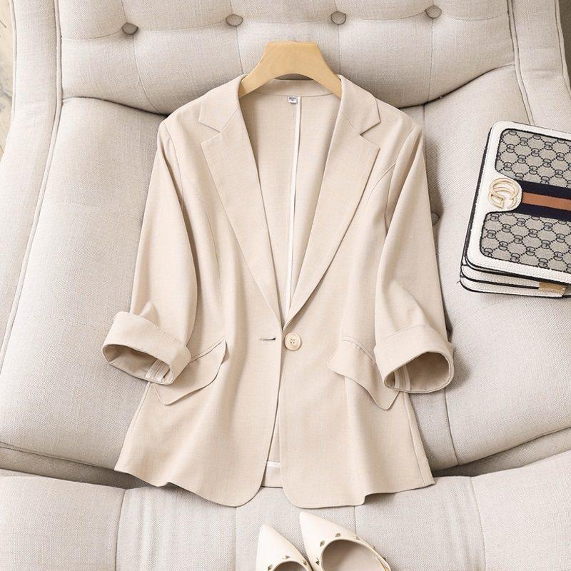 Women's Korean White Blazer Summer Loose Fit Waist Slimming Elegant Office Casual Comfortable New