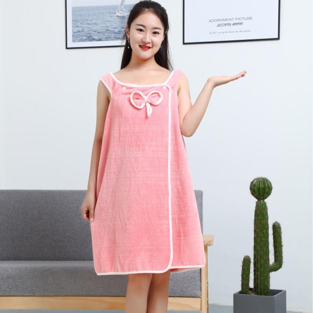Saia Toalha de Banho Vestível Feminina - Grossa, Estilo Regata com Alça, Roupão de Banho Tamanho Grande