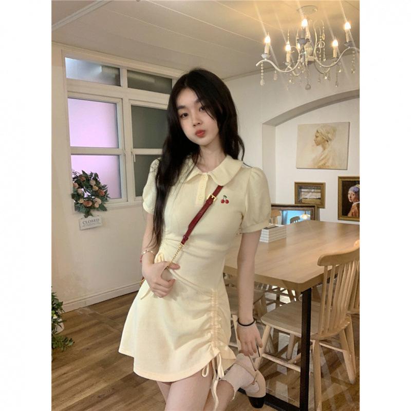 Petite Women's Age-Defying Polo Neck Short Sleeve Cinched A-Line Dress