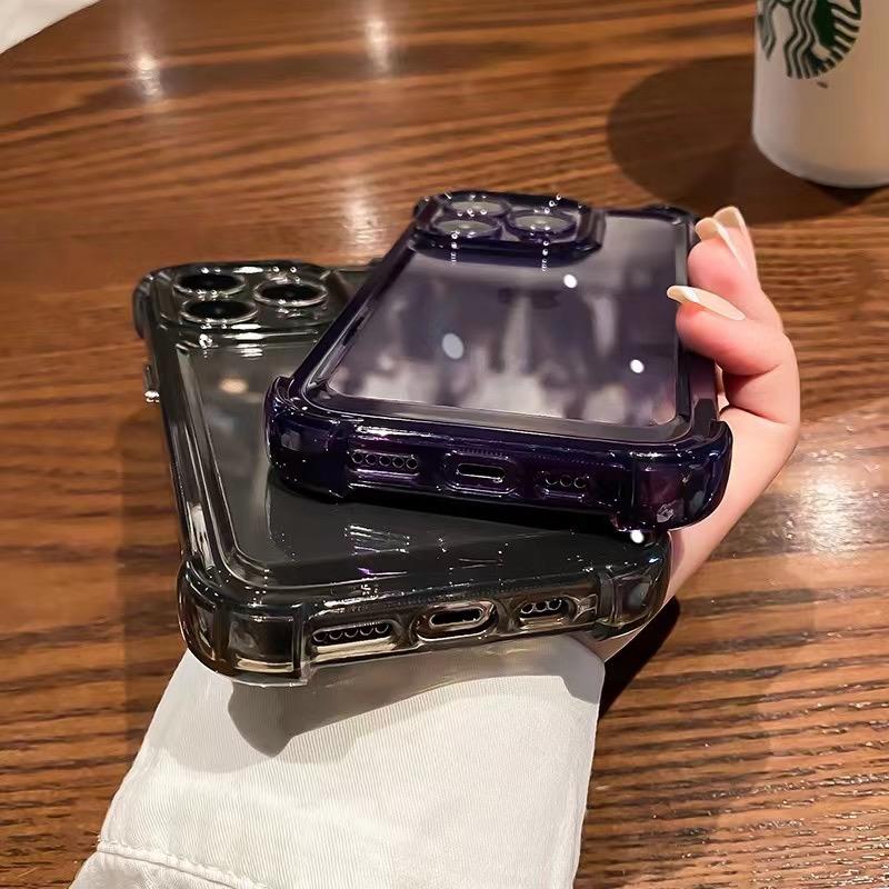 Luxury Shockproof Clear Phone Case For iPhone 14 13 12 Pro Max Silicone Bumper Transparent With Lens Film Protection Hard Back Cover