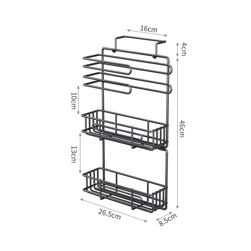Refrigerator Side Shelf Kitchen Spice Storage Rack Fridge Side Hanging Shelf 3/4 Layer Seasoning Bottle Rack Plastic Wrap Holder