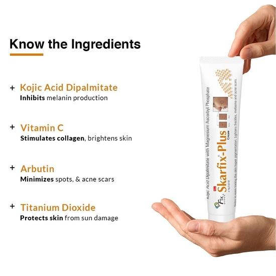 Fixderma 2% Kojic Acid + 1% Arbutin Skarfix-Plus Scar Removal Cream ,Acne Scars Removal Cream | Helps To Reduce Melasma- 15gm (Pack of 2)