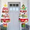 1 Pair Christmas Door Decoration Merry Christmas Hanging Sign Cartoon Santa Claus Snowman Holiday Decor for Home Wall Front Door