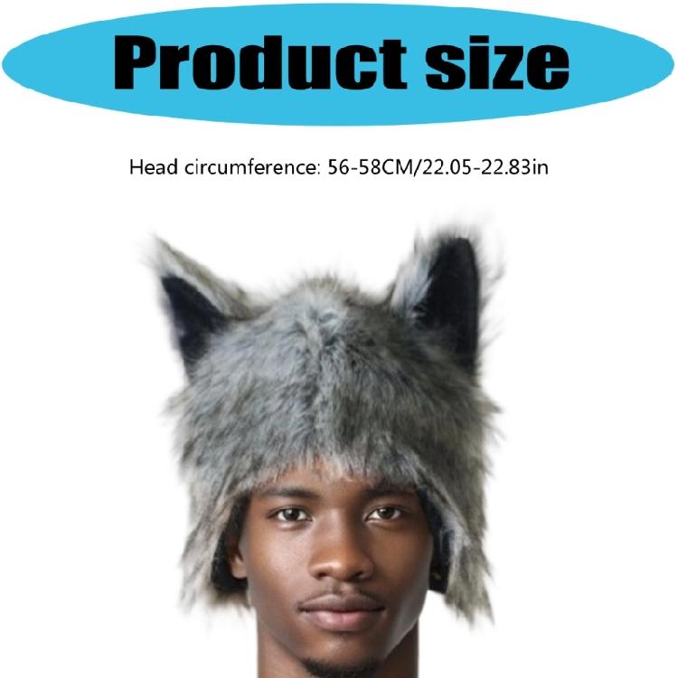 Plush Wolf Ear Hat for Halloween Party Winter Earflaps Hat Windproof Coldproof Unisex Headwear For Adult Teens Cosplay