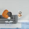 Modern Space Wall Clock Decorative Astronaut Sculpture Ornament Art Watch Wood for Bedroom Bathroom