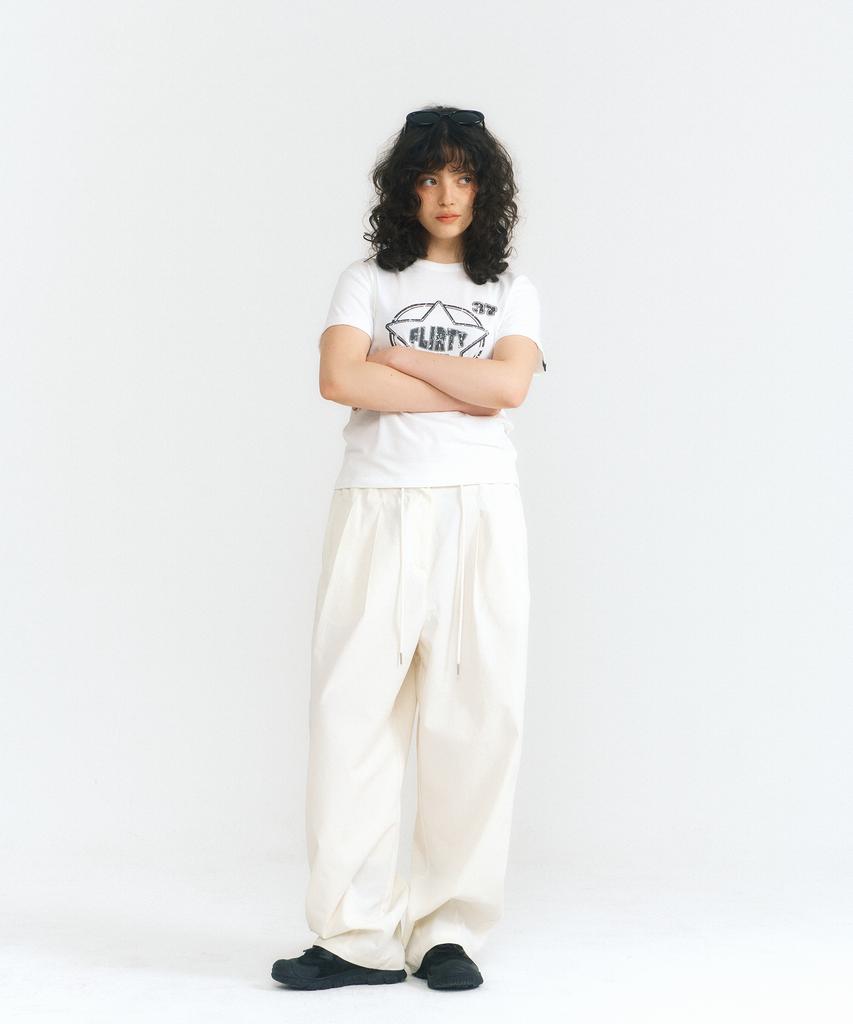 Peulleoti Balloon Fit Point Pants (White)