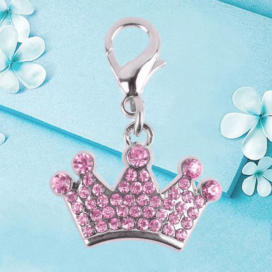 Moda strass coroa pingente chaveiro cão pendurado decoração acessórios para animais de estimação