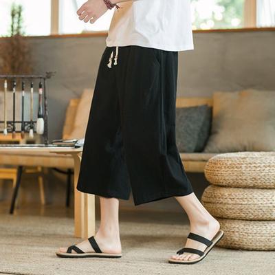 Herren Sommerhose Kordelzug Elastischer Bund Einfarbig Wadenlänge Taschen Tägliche Kleidung Weiter Bein Große Größen Herren Sommerhose Herren Kleidung