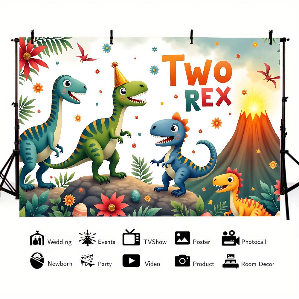 Inosaur Jungle Birthday Party Background Photography Castle Wizard Platform Street Birthday Party Decoration Gifts Props Poster