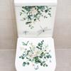 Vibrant Green Plants with Flowers and Butterflies Toilet and Wall Sticker Set Waterproof Self-Adhesive Removable Decal for Bathroom WC Decoration