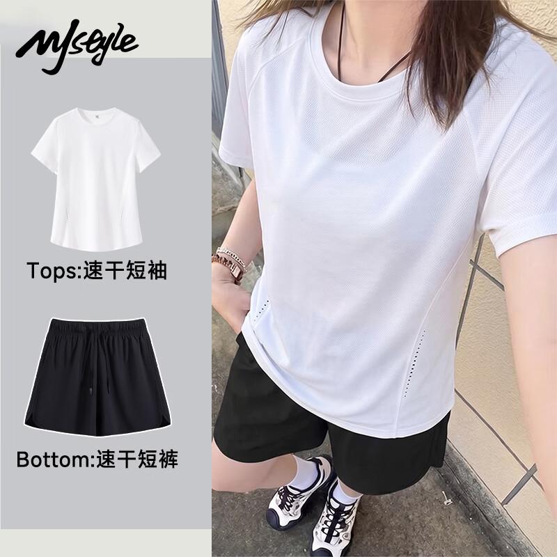 MJ STYLE Women s Quick-Dry T-shirt & Shorts Sportswear Set XL