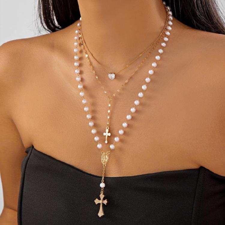 Alloy Pearls Beaded Necklace Y Shaped Pendant Clavicle Chain for Long Time Comfort and Fashion Statement
