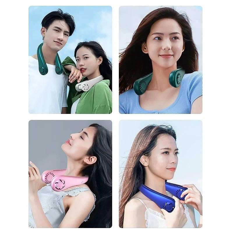 New Mini Neck Portable No Bladeless Hanging Neck Rechargeable Air Cooler 3 Speed Mini Summer Sport Fan