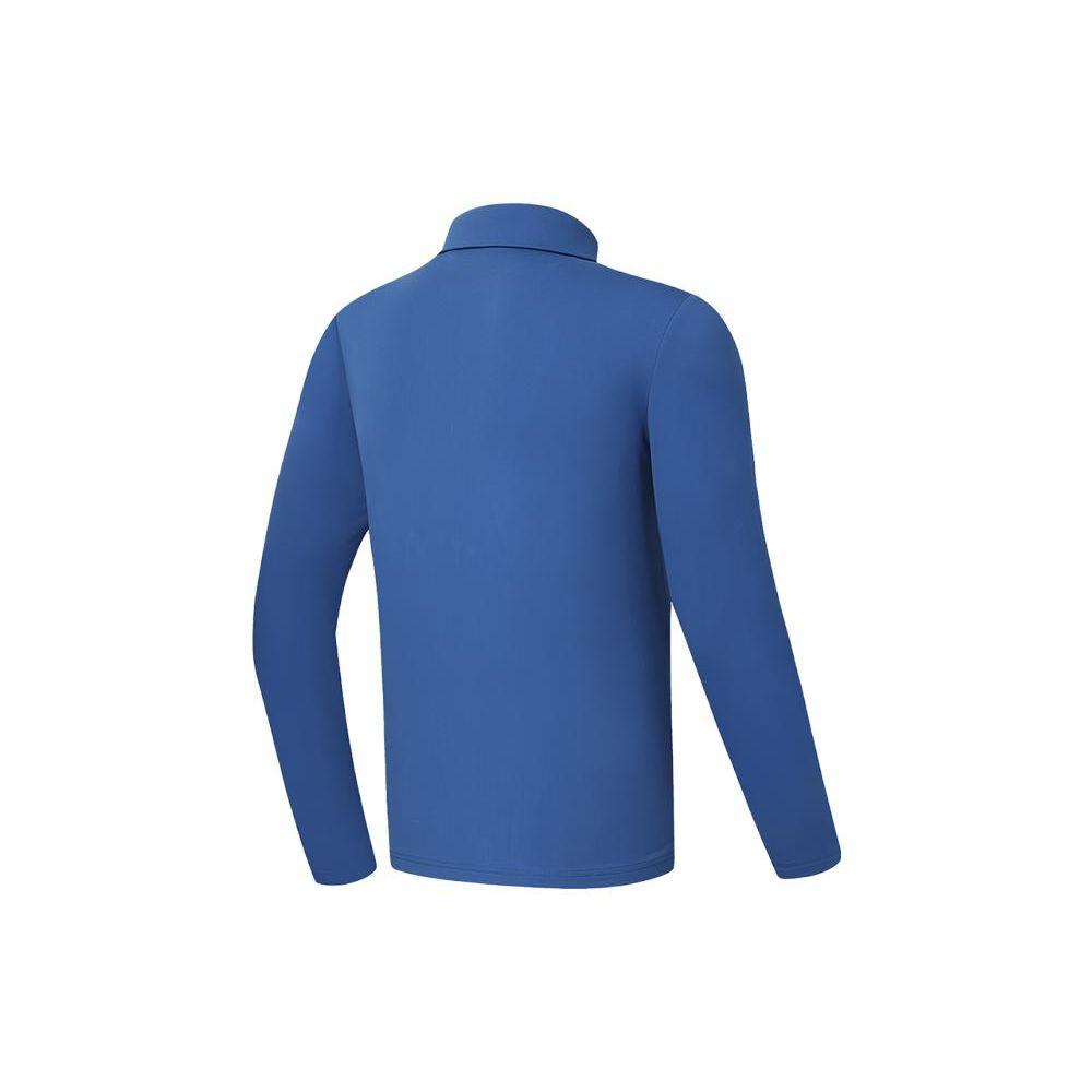 Fila Solid Color Golf Knit Long Sleeve Polo Shirt Men Tops Porcelain-Blue A11M345206F-BU