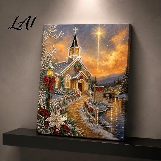 Crafting Supplies for Home Christmas Church Faux Pearl Art Kit Painting DIY 15.75 Kits Beginners X 11.81 Inch Craft Adults Relaxing Decor