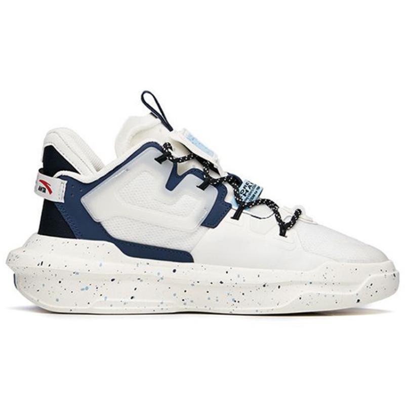 WWF Anta Bastard 3.0 Anti-Slip And Wear-Resistant Lightweight Mid-Top Skateboard Shoes White Blue Sneakers 112138081-6