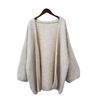 Autumn and Winter New Medium and Long Loose Lazy Wind Sweater Jacket Soft Waxy Gentle Wind Solid Color Knitted Cardigan Women