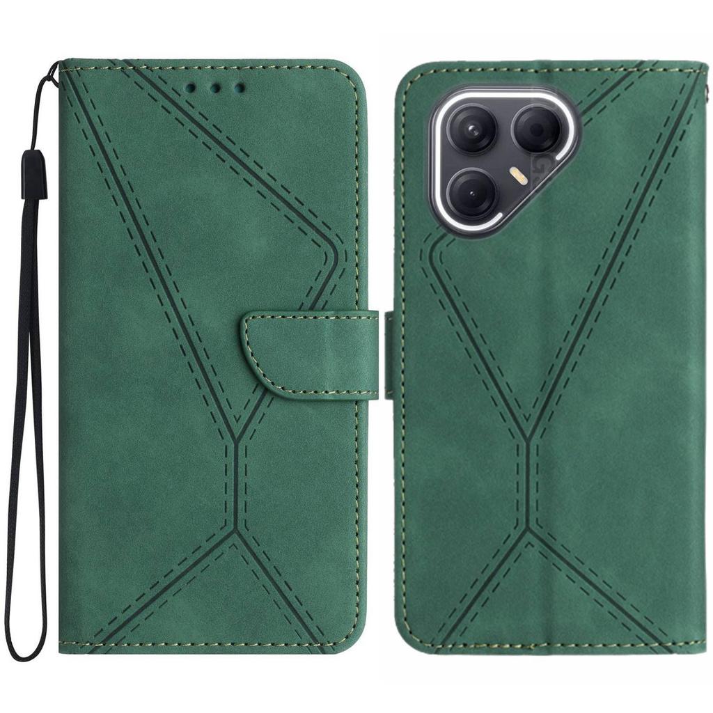 For TECNO Pova 7 5G Case Skin Touch Lines Imprinted PU Leather Flip Phone Cover