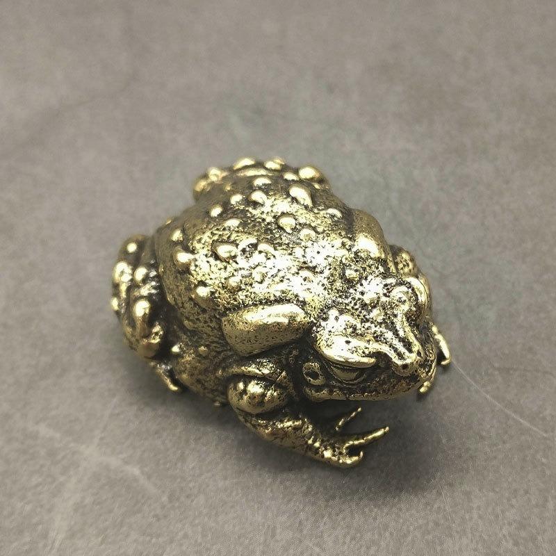 1pc Vintage Copper Animal Toad Statue Heavy Brass Miniature Frog Figurines Office Desk Ornament Home Decoration Accessories