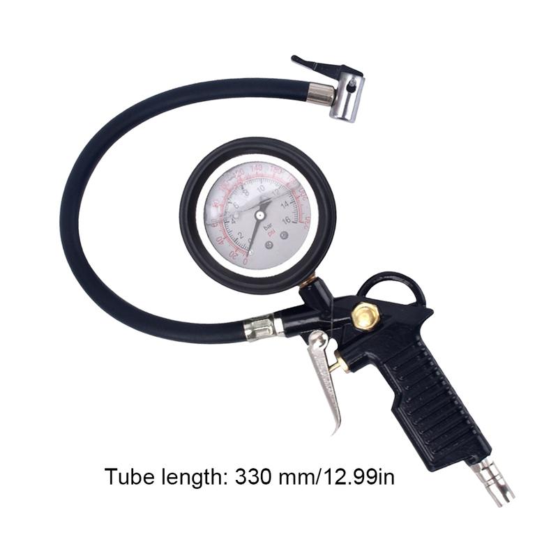 Car Tire Pressure Gauge 0-16Bar/0-230PSI Auto Tire Pressure Inflator Gauge High Precision Meter Detector For Car Motorcycle Bike