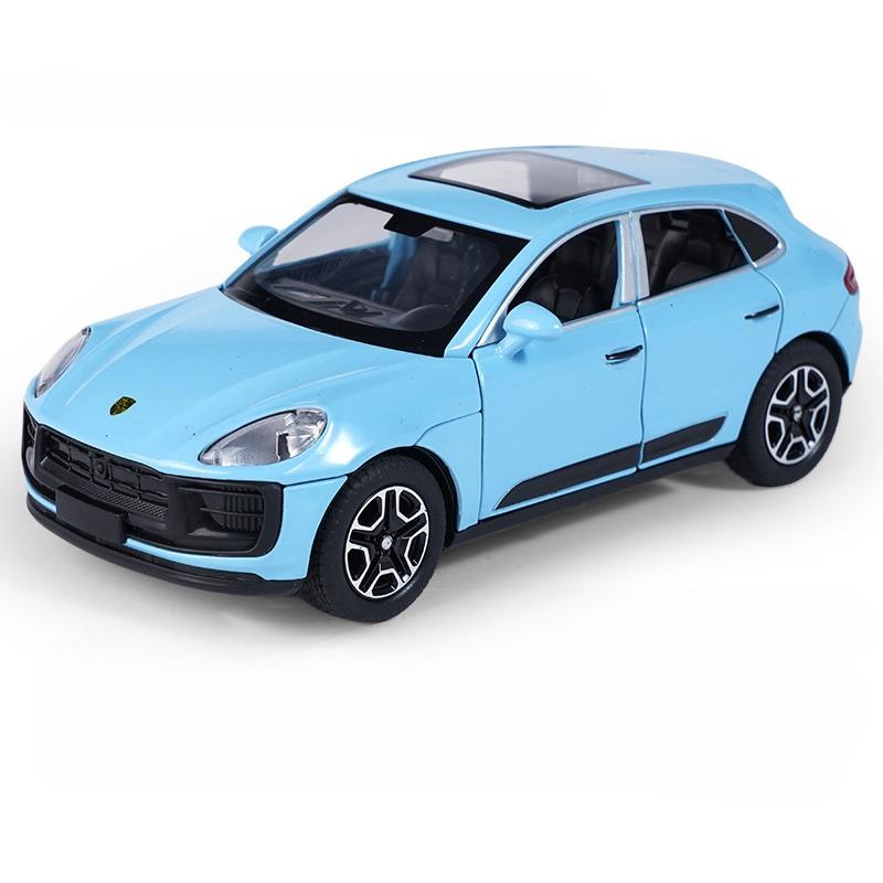 

1/32 Porsche Macan T SUV Модель автомобіля Цинковий сплав Лита під тиском Імітаційна іграшка зі звуком Світло Потягніть назад Collecte Прикрашає подарунок на день народження хлопчика синій