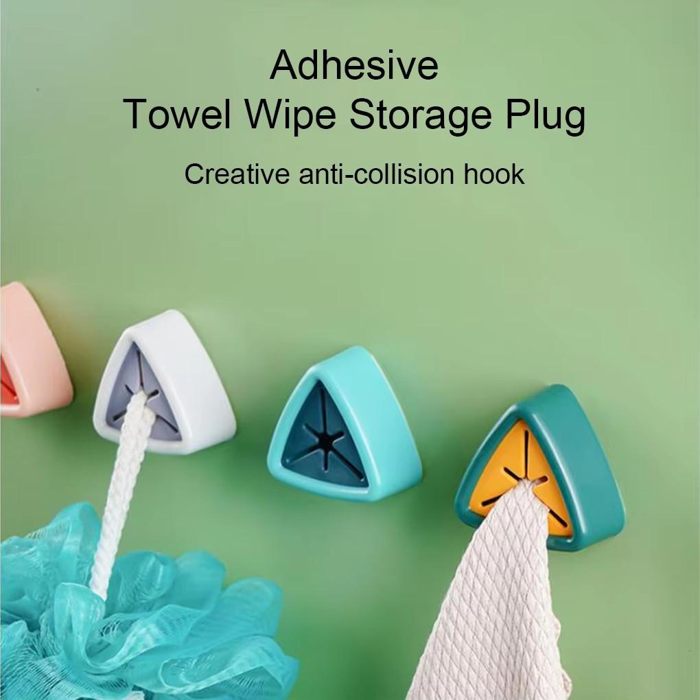 Punch Free Towel Plug Holder Bathroom Organizer Rack Wall Mounted Storage Hook Self-adhesive Wash Cloth Clip Kitchen Accessories