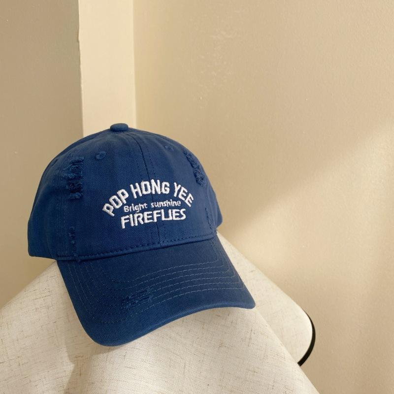 Spring Solid Color Children's Retro American Baseball Cap Boys and Girls Letter Embroidered Baseball Cap Big Brim Sun Hat