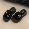 Fashion Mid Heels Women Slippers 2025 New Casual Shoes Designer Platform Sandals Summer Fad Flip Flops Buckle Walking Zapatillas Mujer