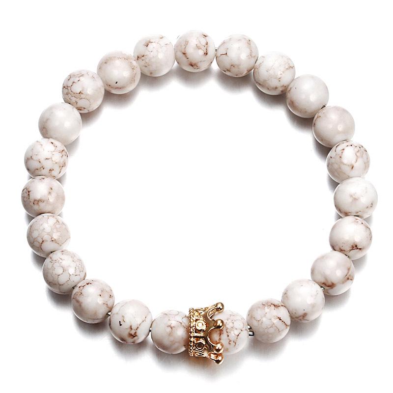 Couple Distance Black Lava Beads Handmade Bracelets Charm Crown Men's Natural Stone Bracelet Women Yoga Jewelry Gift