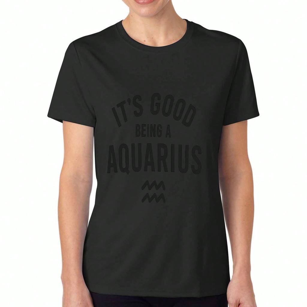 Aquarius Women's Cotton T Shirt, Pure Cotton High Quality Print, Durable, Casual Fashion. It's Good Being An Aquarius Graphic Tee, Comfortable Fabric,