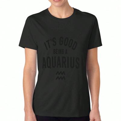 Aquarius Damen Baumwoll-T-Shirt, Re Baumwolle Hochwertiger Druck, Langlebig, Lässige Mode. Es ist gut, ein Wassermann zu sein Grafik-T-Shirt, Bequemer Stoff,
