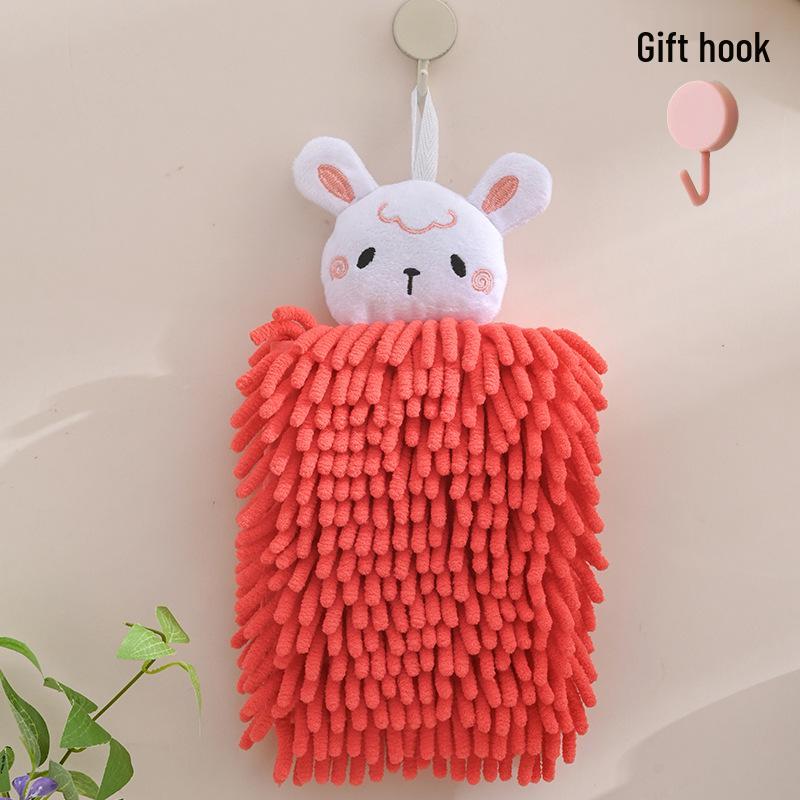 

Chenille Cartoon Hand Towel - Absorbent, Thickened Kitchen & Bathroom Dishcloth for Kids 30x20 cm червоний