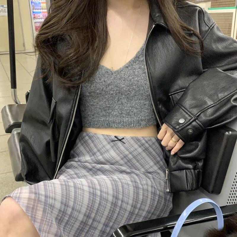 Harajuku Chic Jarní Elegantní Dlouhá sukně Ženy Francouzský kostkovaný retro A-Line Sladké oblečení Dámské Vintage Ležérní Midi sukně s vysokým pasem