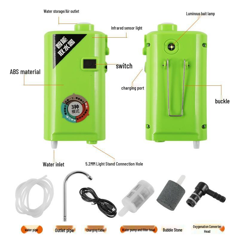 Smart Multi-functional Sensor: Automatic Water Dispenser, Hand Washer, Water Absorber, Pump & Oxygenator. флуоресцентный зеленый