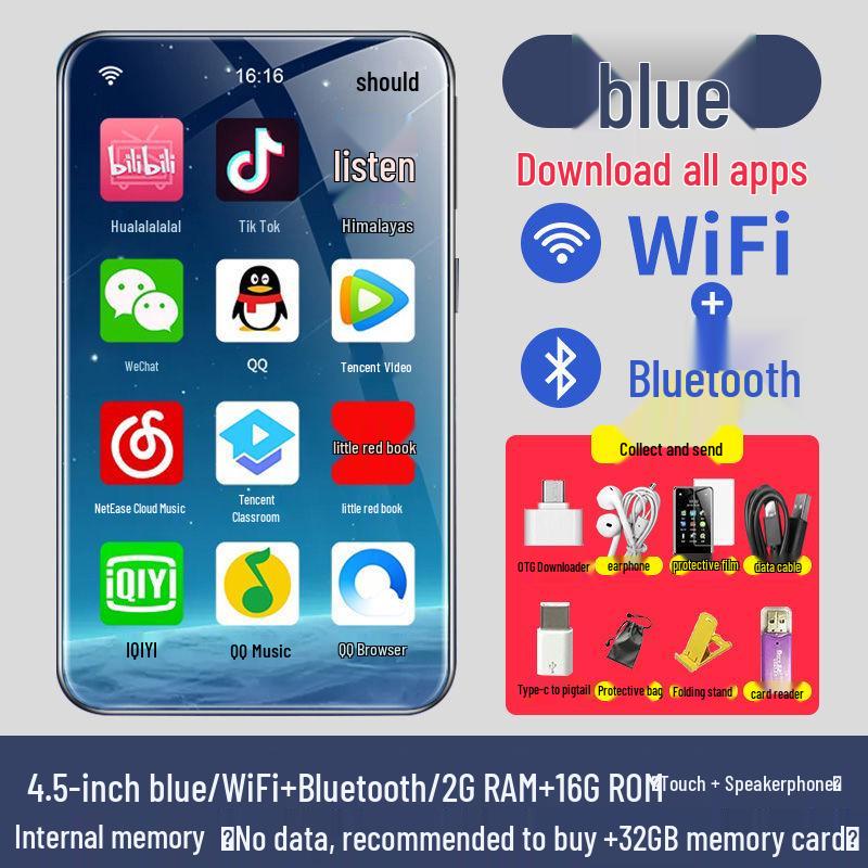 WLAN-fähiger MP4/MP5-Player: Tragbares Vollbildgerät für Musik, Video, Bluetooth und E-Book-Lesen