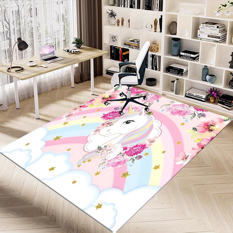 1PC Unicorn Flowers Non-Slip Floor carpet, Office, family, bedroom, Studio - Large Area Rug, Vibrant Colors, Longlasting Material-X429