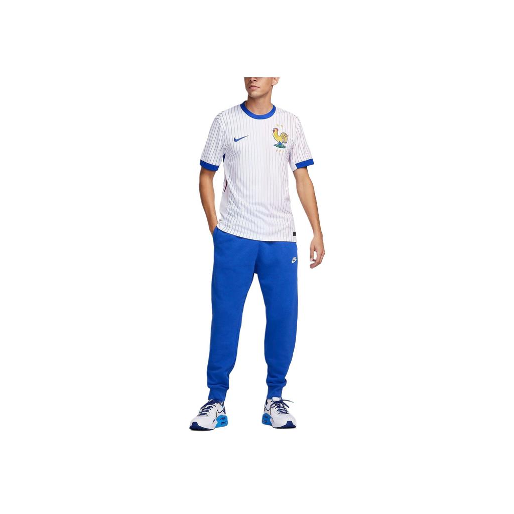 Nike Camiseta de Fútbol de Manga Corta con Cuello Redondo a Rayas y Estampado de Logotipo para Hombre Tops Azul FJ4273-100
