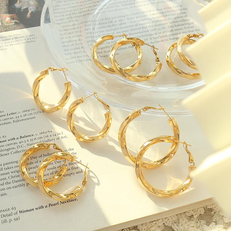 

Geometric Hollow Retro Twisted Hoop Earrings - Titanium Steel, Non-fading