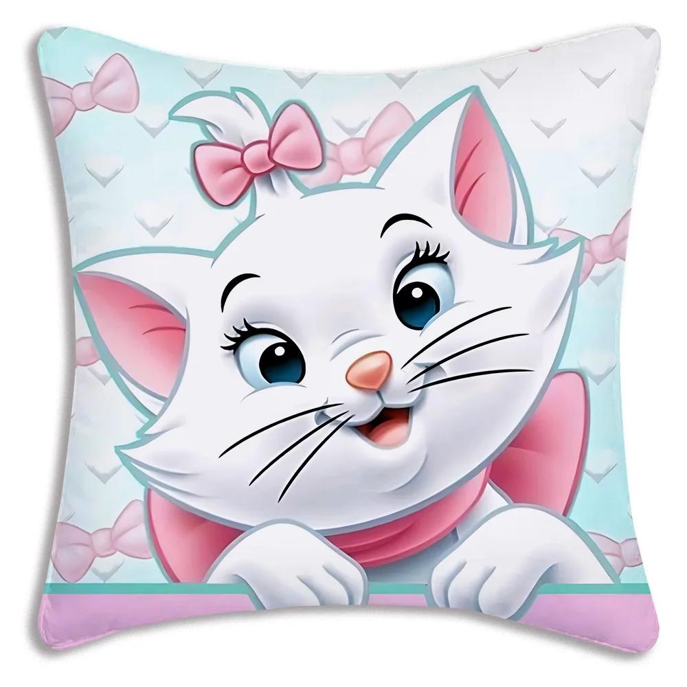 Cute Mary Cat Disneys Pillow Covers Cartoon Sofa Decorative Home Double-sided Printing Short Plush Cute Cushion Cover