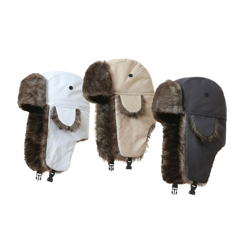 Men'S Warm Soldier Hat Winter Pilot Patrolman Earmuffs Polyester Fiber Warm  Ski Hat Windproof Cold Hats