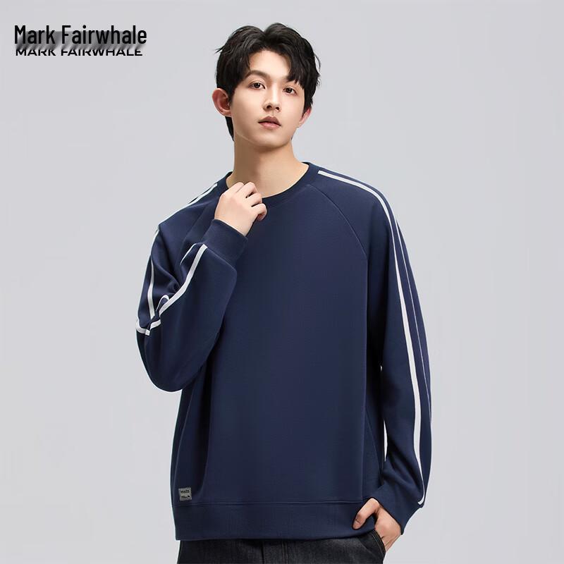 

Mark Fairwhale Men s American Retro Color Block Stripe Round Neck Sweatshirt M