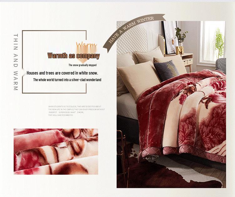 Winter Raschel Double-Layer Coral Fleece Blanket - Super Soft Wedding Gift