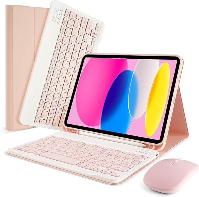 Multi-Angle Stand Backlit Bluetooth Keyboard Case with Pencil Slot for iPad 10 Generation 10.9 Inch Slim Protective Cover