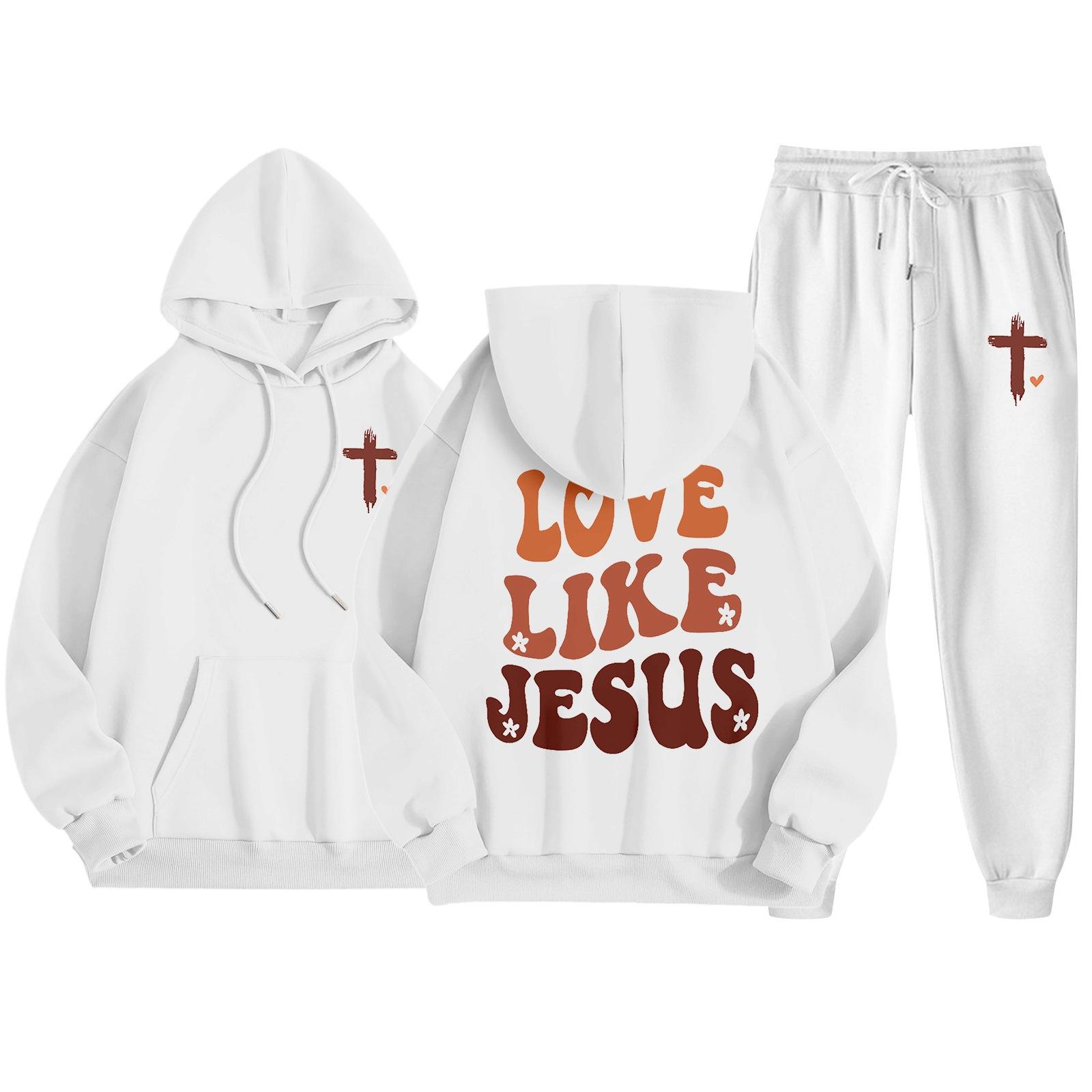 

Мужской повседневный однотонный свитшот с принтом букв, Мужской флисовый худи на шнурке и спортивные штаны, комплект из двух предметов XL белый