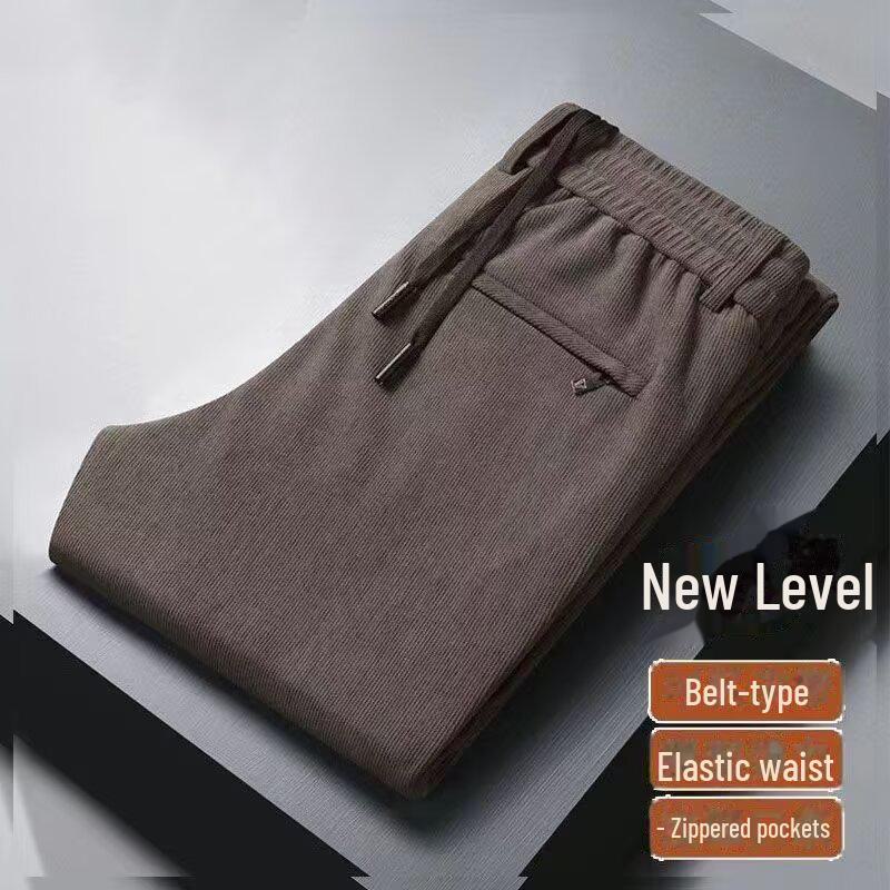 

Чоловічі товсті вельветові прямі повсякденні штани з оксамитовою підкладкою для осені та зими на еластичному поясі 4XL коричневий