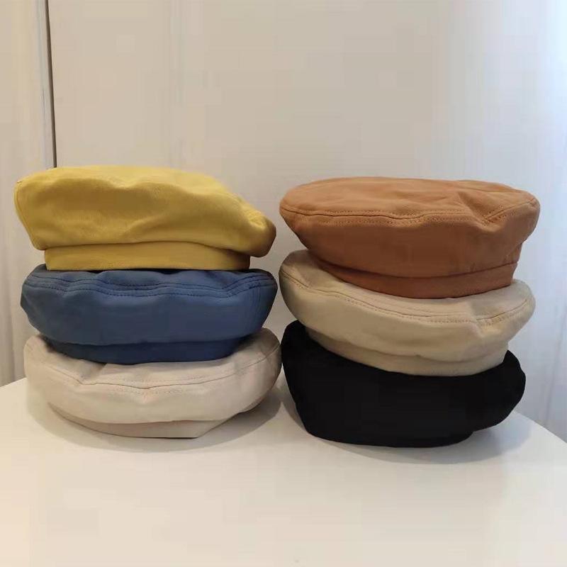 Summer Simple Fashion Beret Solid Color Versatile Octagonal Hat Korean Style Student Painter Hat Fashion Hat