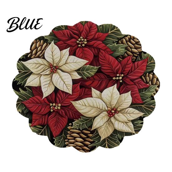 Tapis décoratif d'isolation thermique Rond Set de table de Noël 14 pouces Motif festif Antidérapant Protecteur de table Couvercle de table anti-brûlure Endroit pour manger