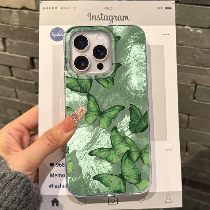 Butterfly Shadow Phone Case For Apple iphone 16pro 16plus 15 16 14 13 Pro Max 16e 12 11 7 8 Plus XR SE Girls Women Fundas Cover