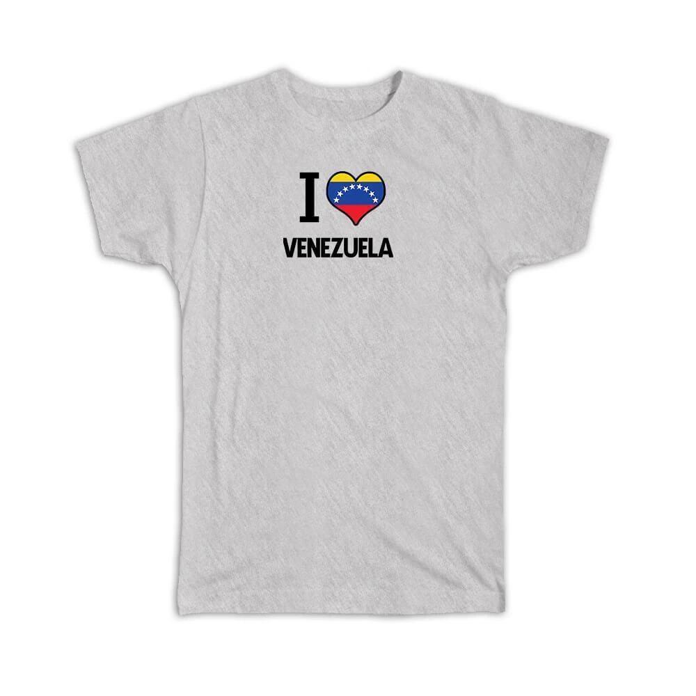 Gift T-Shirt : I Love Venezuela Flag Heart Country Crest Venezuelan Expat 3XL